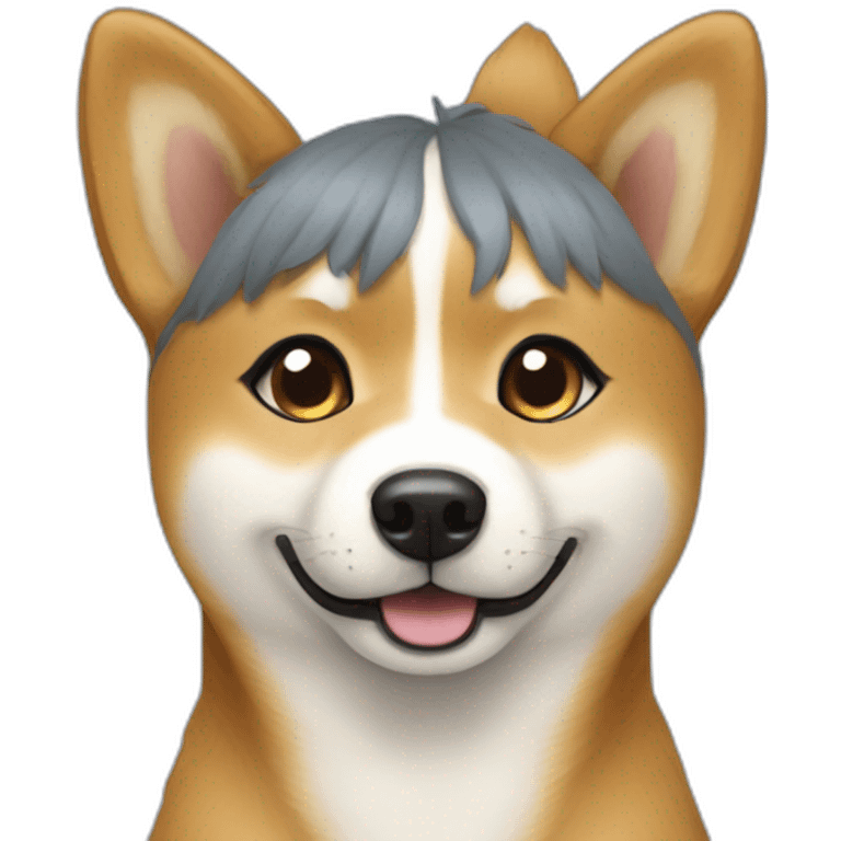 Shiba inu avec une fille cheveux bleus emoji