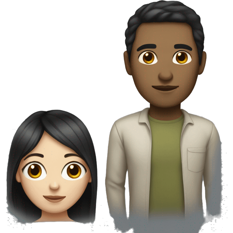 Dark hair olive skin woman and dark hair pale skin man emoji