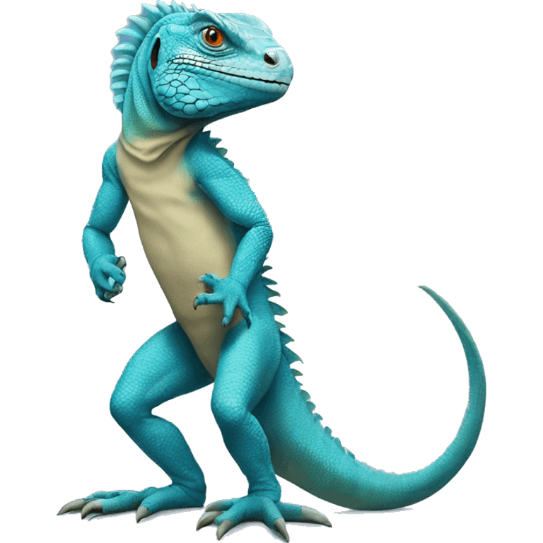 standing on feet blue iguana  emoji