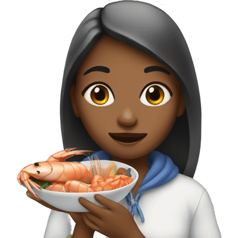 girl eating seafood emoji