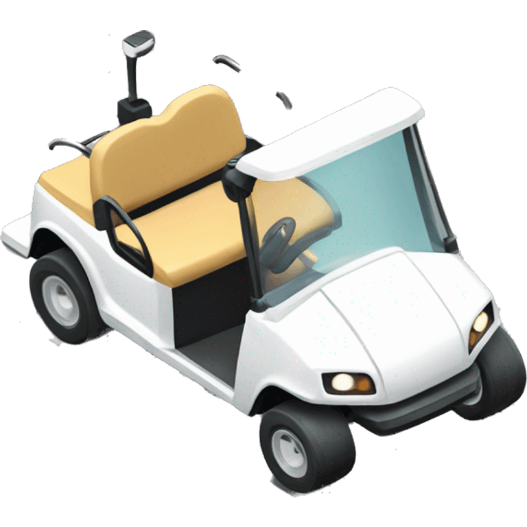 White golf cart isometric emoji