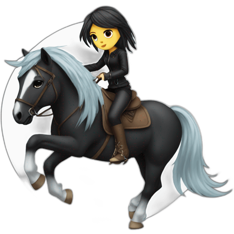 Emo girl riding a horse emoji