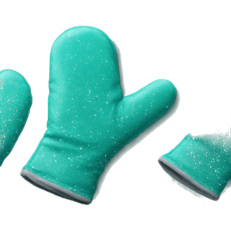 Realistic teal glitter oven mitt isolated  emoji