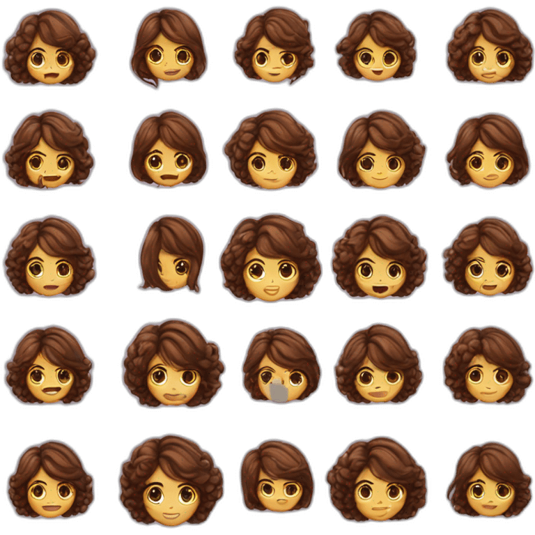 Fille cheveux bruns ondules court emoji