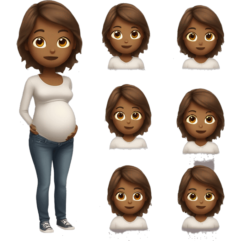 Brown hair girl pregnant  emoji