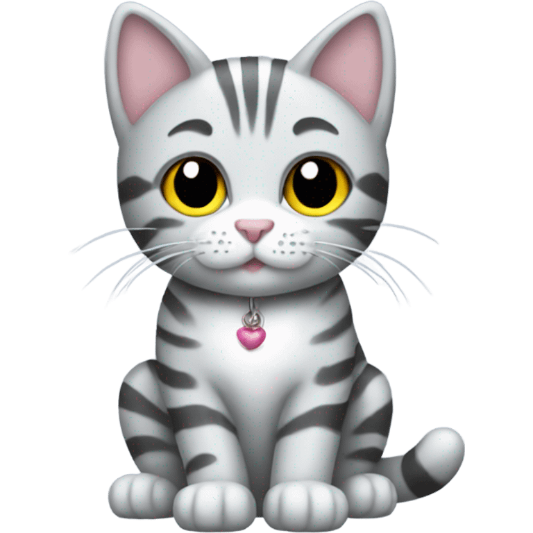 Silver tabby cat holding a spring toy  emoji