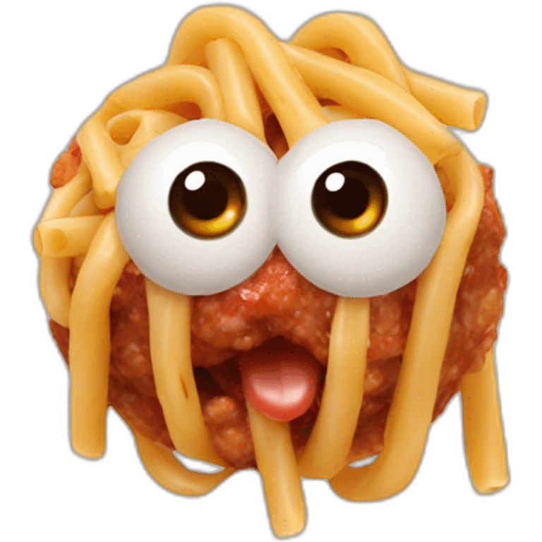 Pasta with a meatball on its head with eyes emoji