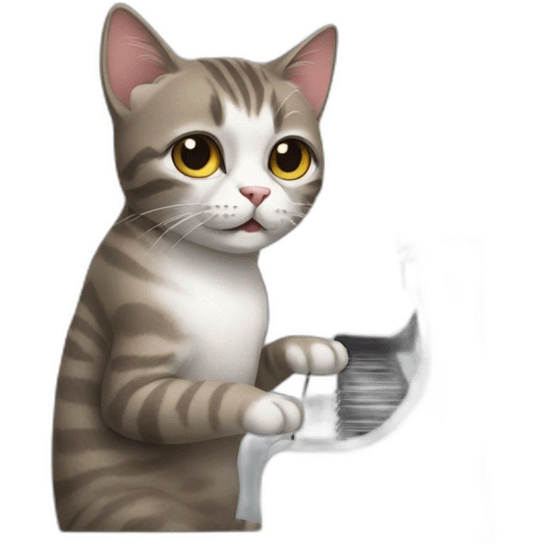 Cat playing piano emoji