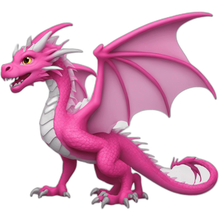 Un dragon couleur rose avec ses ailes emoji