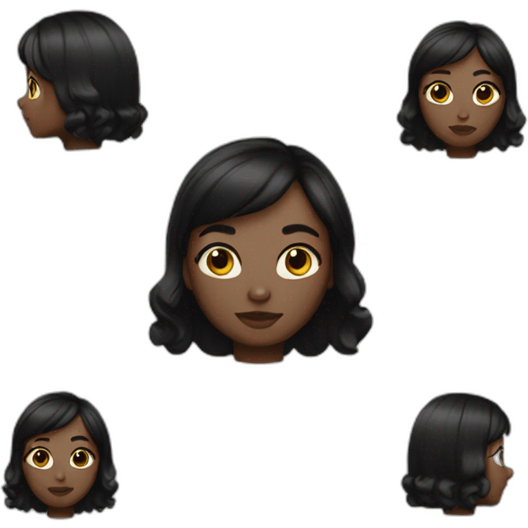 Girl with medium dark brown hair and black glaces emoji