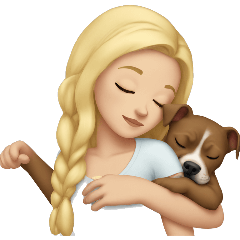 blonde girl sleeping with a pitbull  emoji