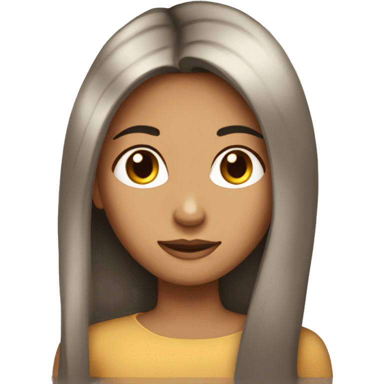 Long straight dark hair girl tan skin emoji