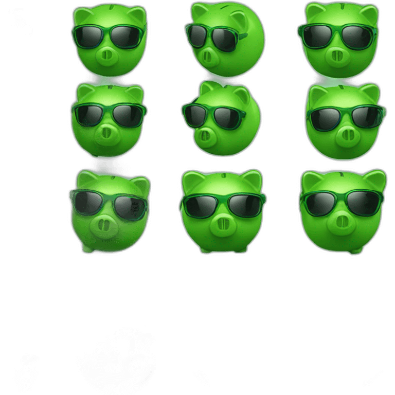 green piggybank with green sunglasses emoji