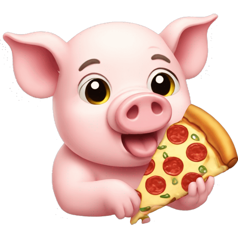 Cute pig eating pizza emoji