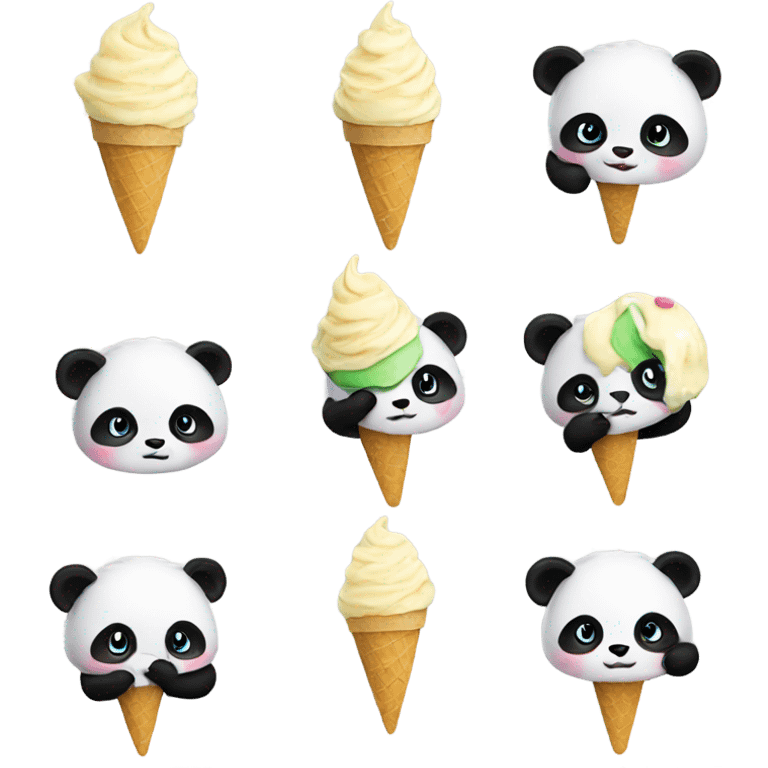 Panda eating ice cream emoji