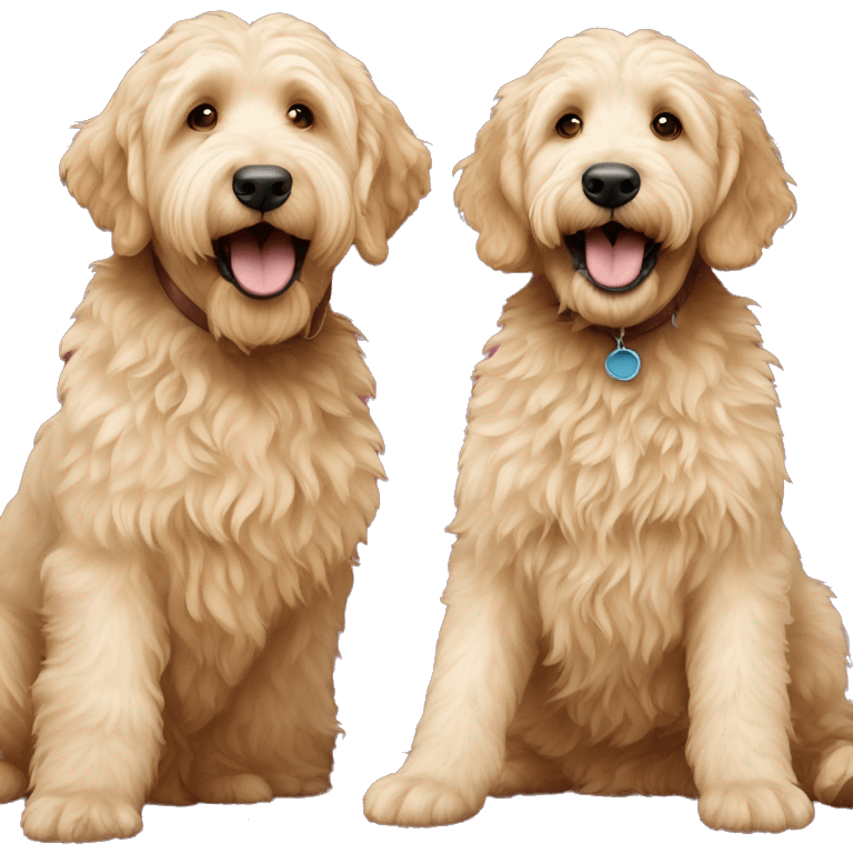 two golden labradoodles playing emoji