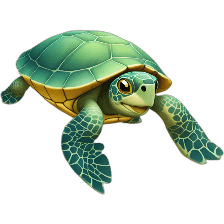 Une tortue qui vas a la plage emoji