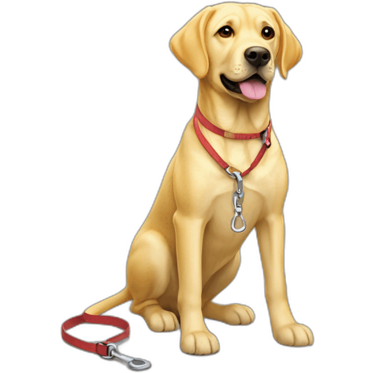 Yellow Dudley Labrador on a leash emoji