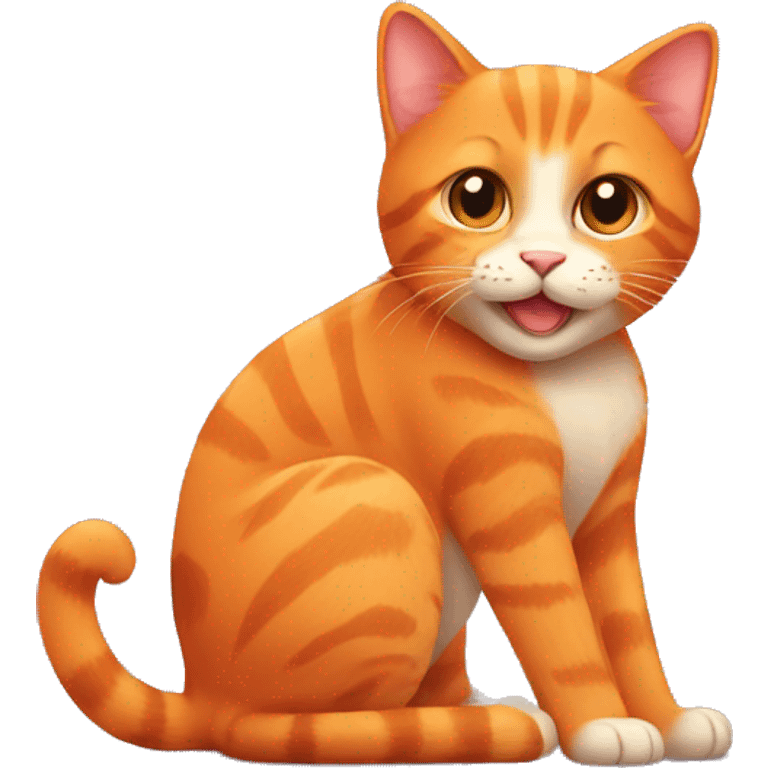 Orange cat holding heart emoji