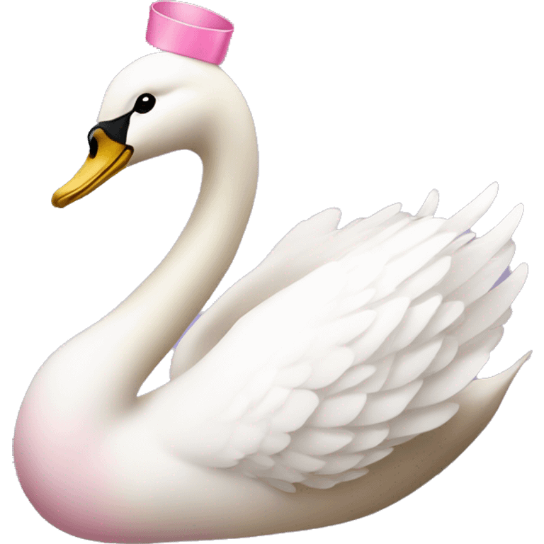 coquette swan with a pink bow on its head emoji