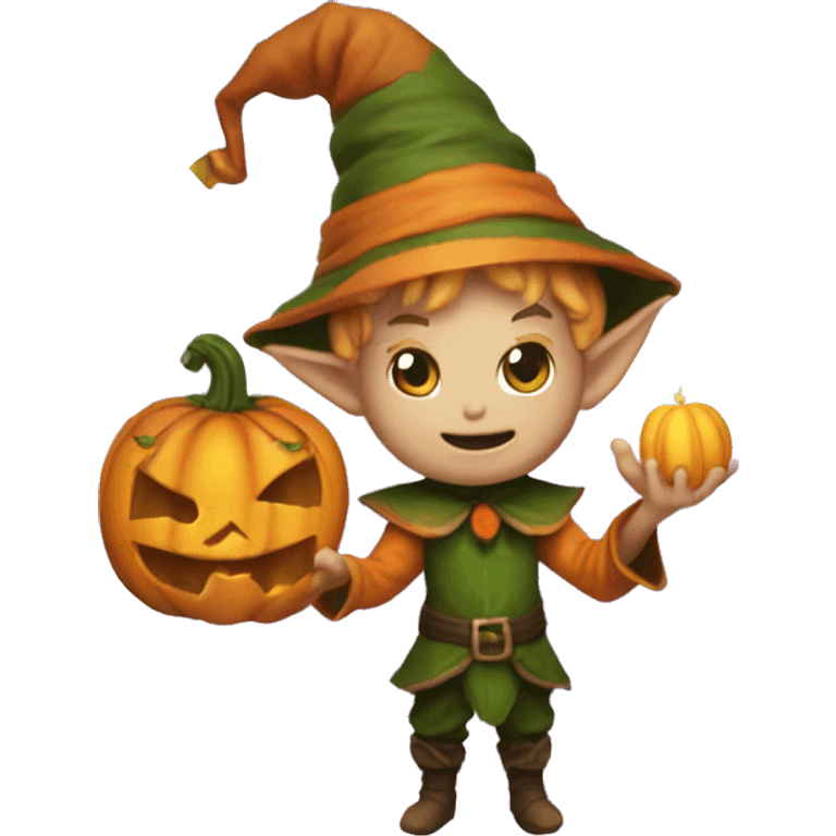 pumkin elf male casting a spell emoji