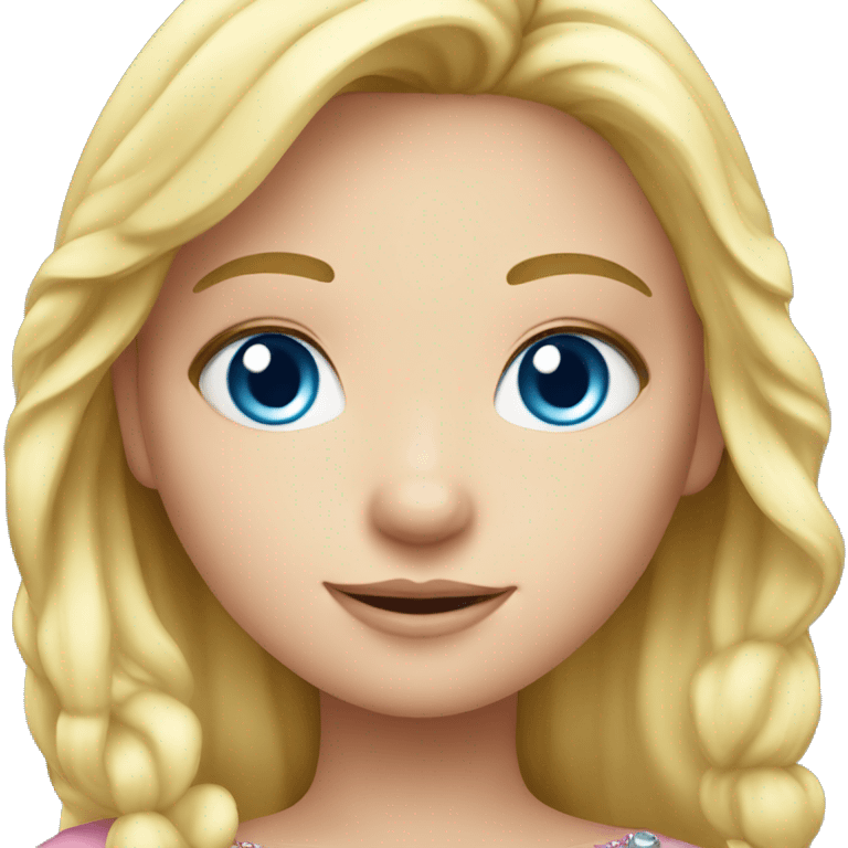 Little blonde girl blue eyes with princess crown emoji