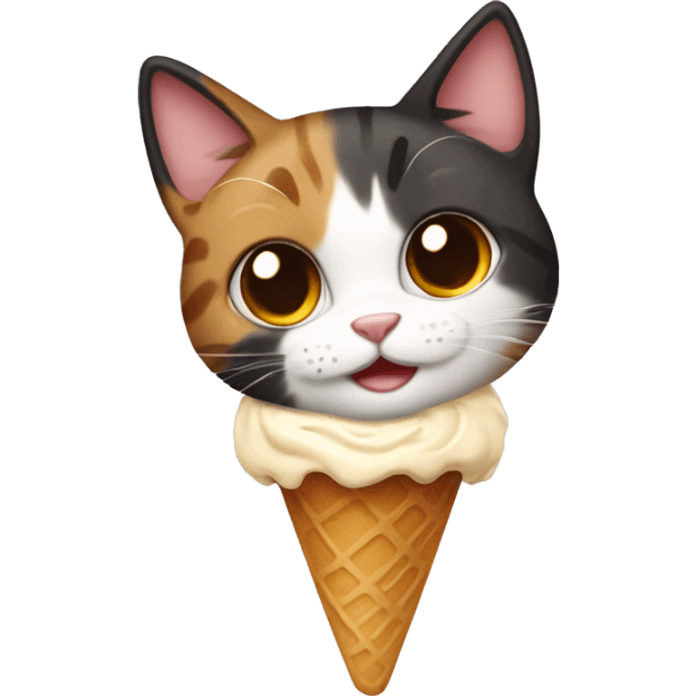 Icecream with calico cat emoji