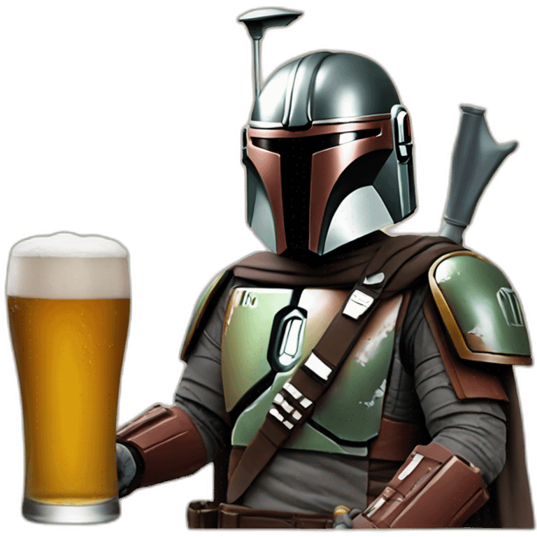 Mandalorian drinking beer emoji