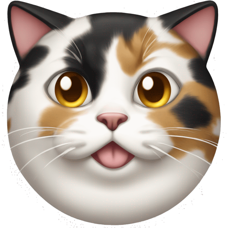 Realistic Fat calico cat with sundae emoji