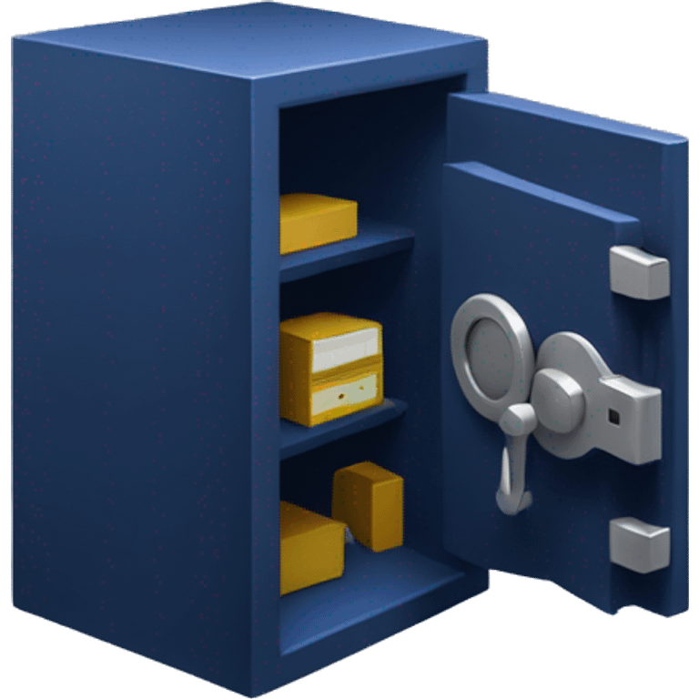 3d open isometric small safe in dark blue emoji