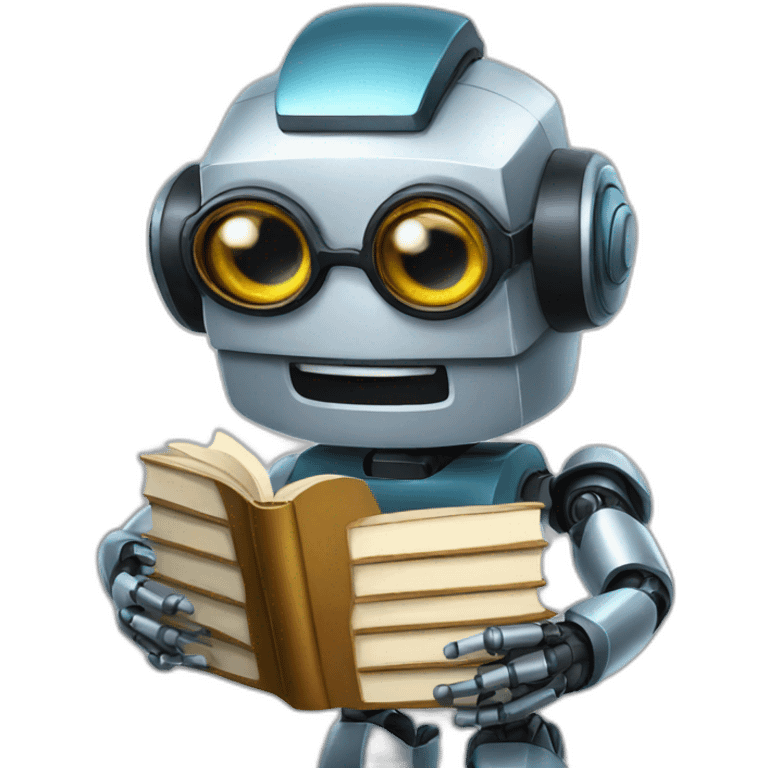 robot with glasses holding a book emoji