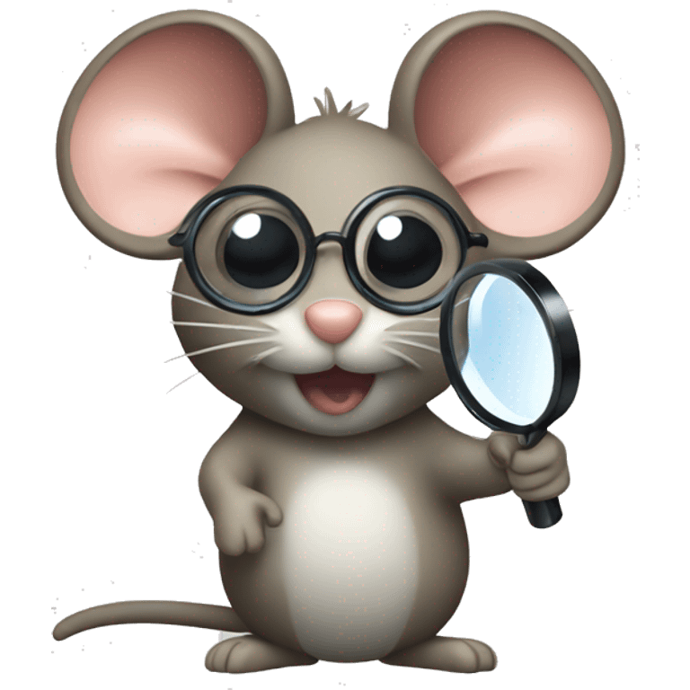 a mouse with a magnifying glass emoji