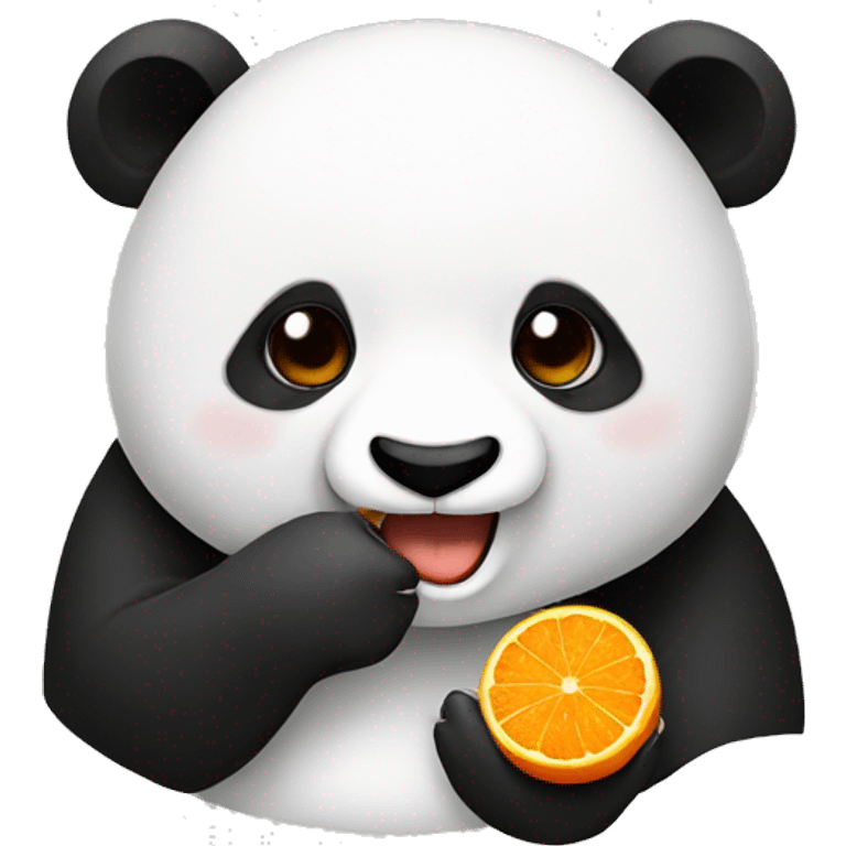 Panda eating orange emoji