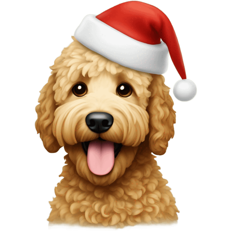 Golden doodle with santa clause emoji