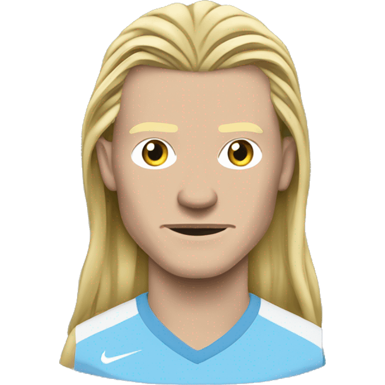 Erling Haaland with long hairs Manchester City emoji