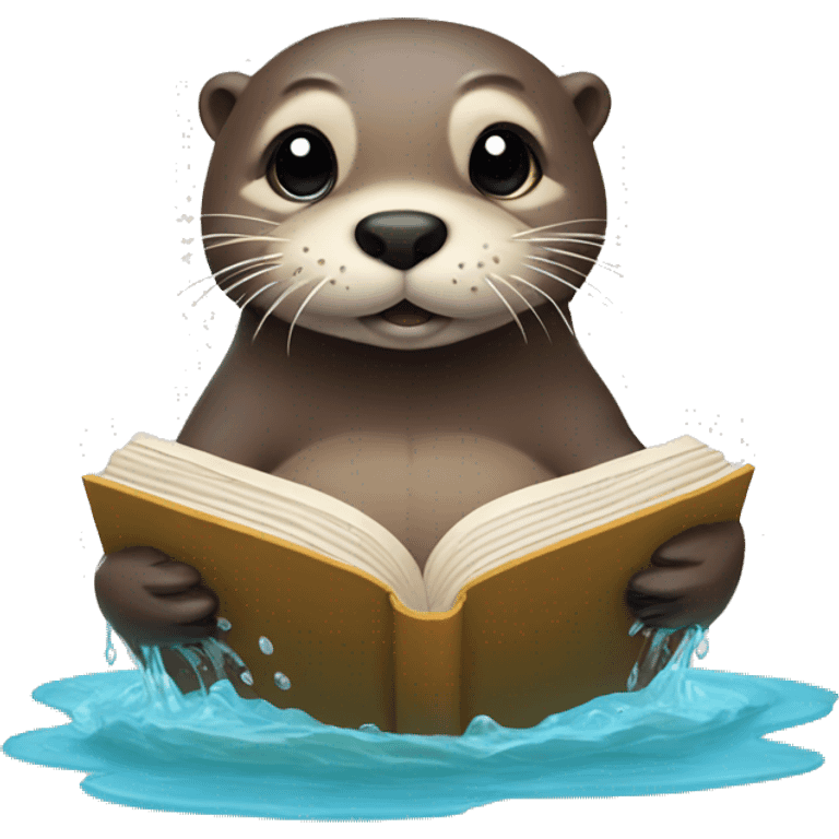 otter in water reading a book emoji