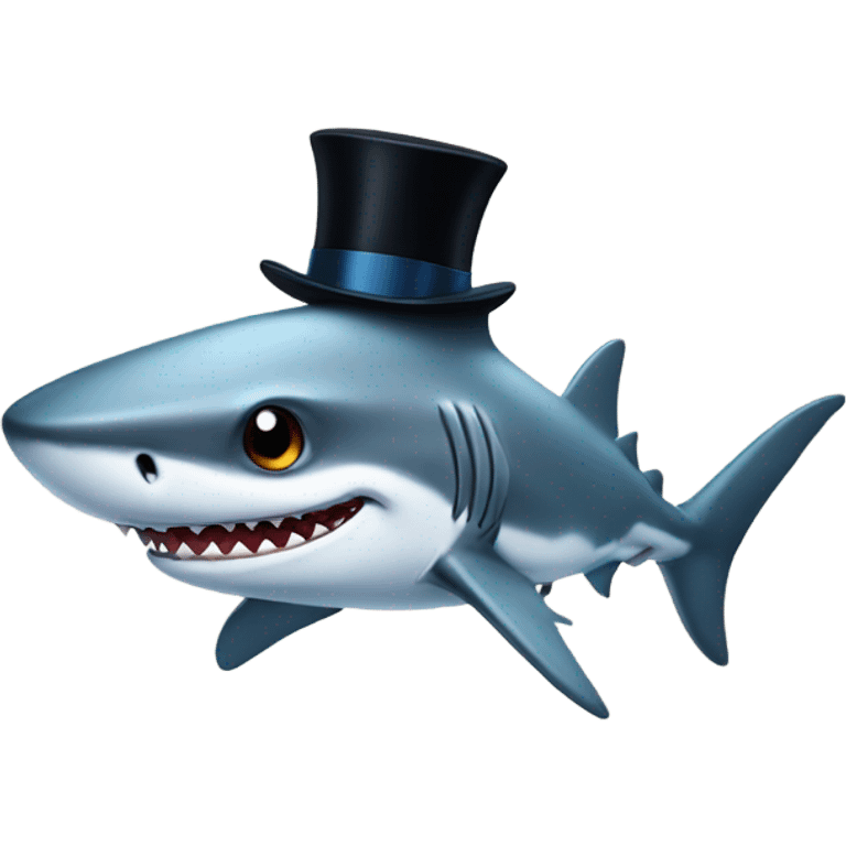 Shark with a top hat emoji