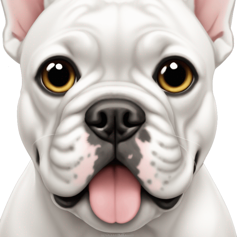 French bulldog white color with black dots emoji