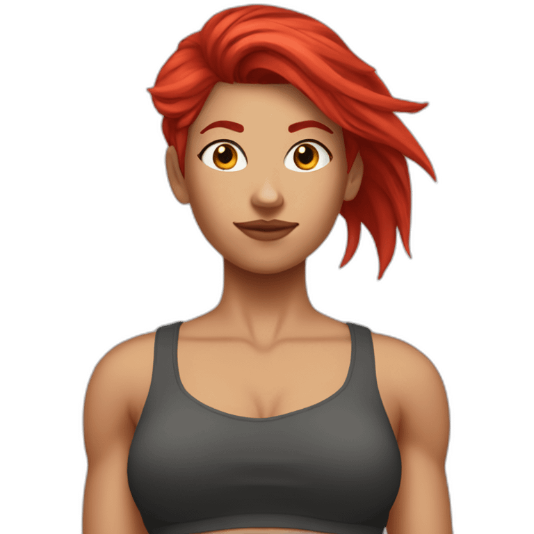 white fit girl with abs biceps and red undercut hair emoji