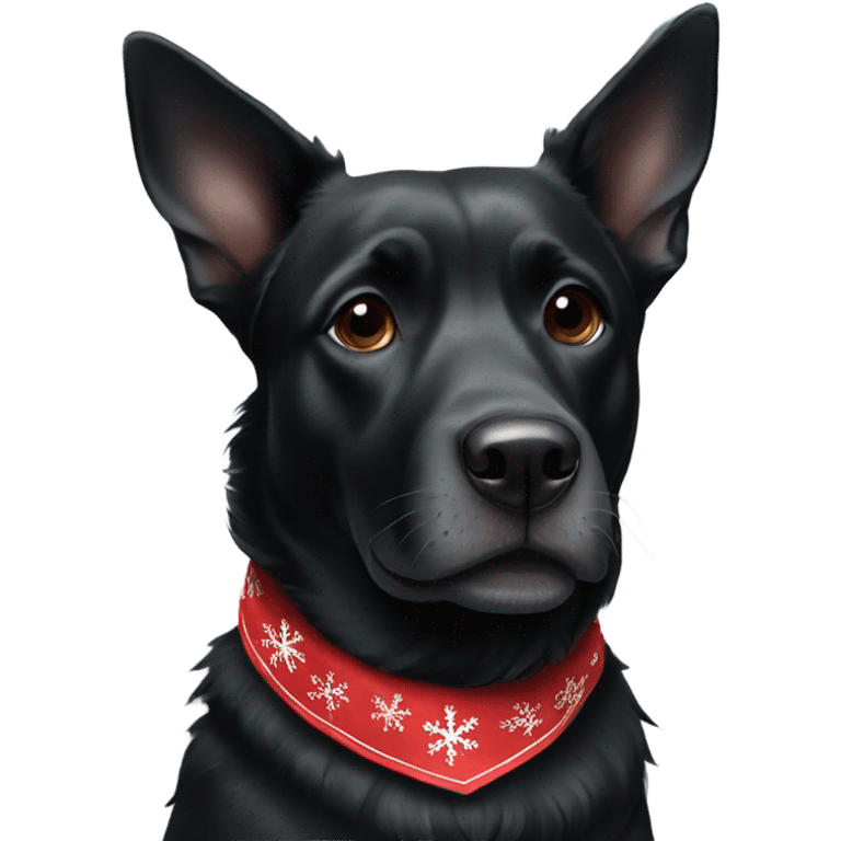 Black dog with Christmas bandana emoji