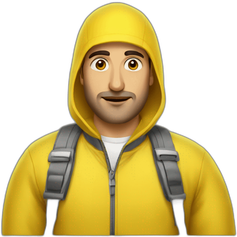 Armenian men in yellow clothing in public trasnport emoji