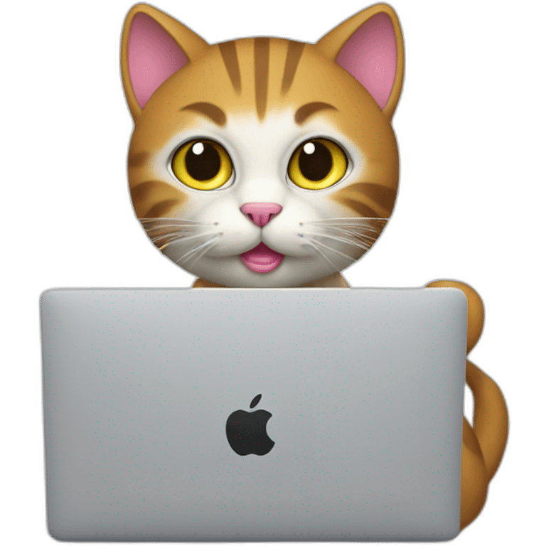 cat writing elixir code with macbook emoji