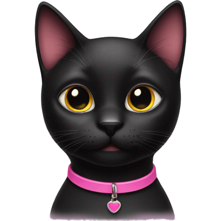 Black cat with pink collar emoji