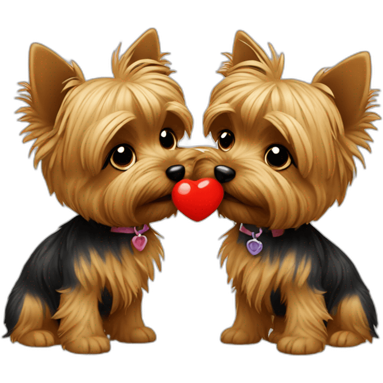 two Yorkshire terriers kissing emoji