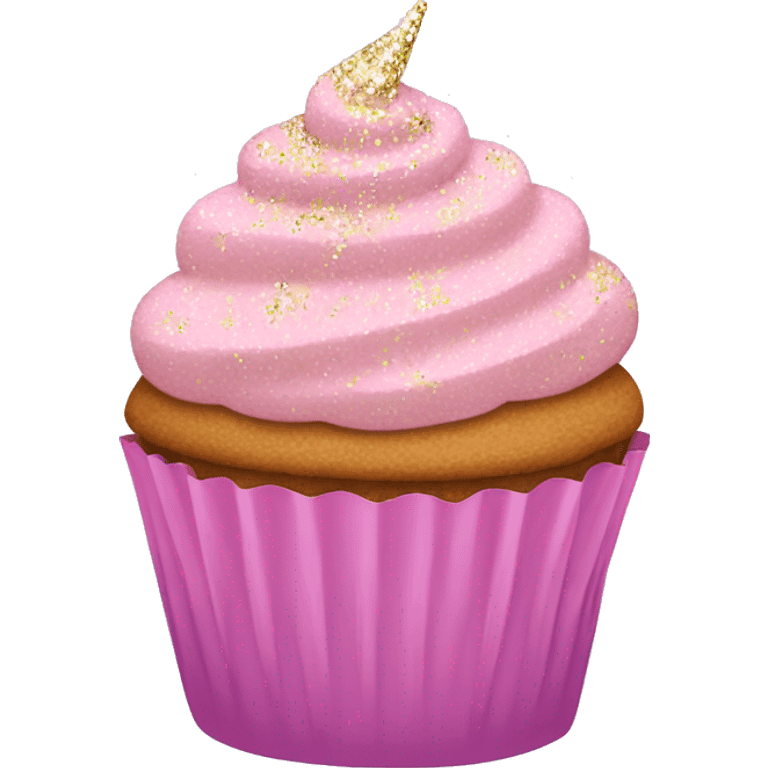 Cupcake with Light pink frosting and glitter sprinkles  emoji