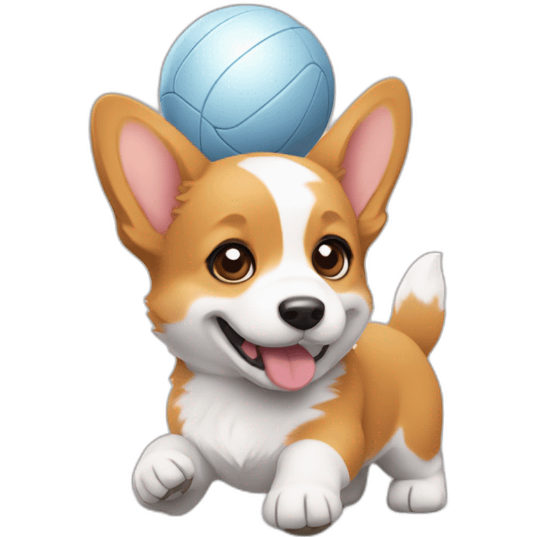 Corgi Puppy Playing with a ball emoji