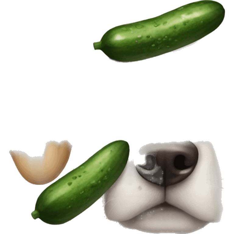 Dog with cucumbers on his eyes emoji