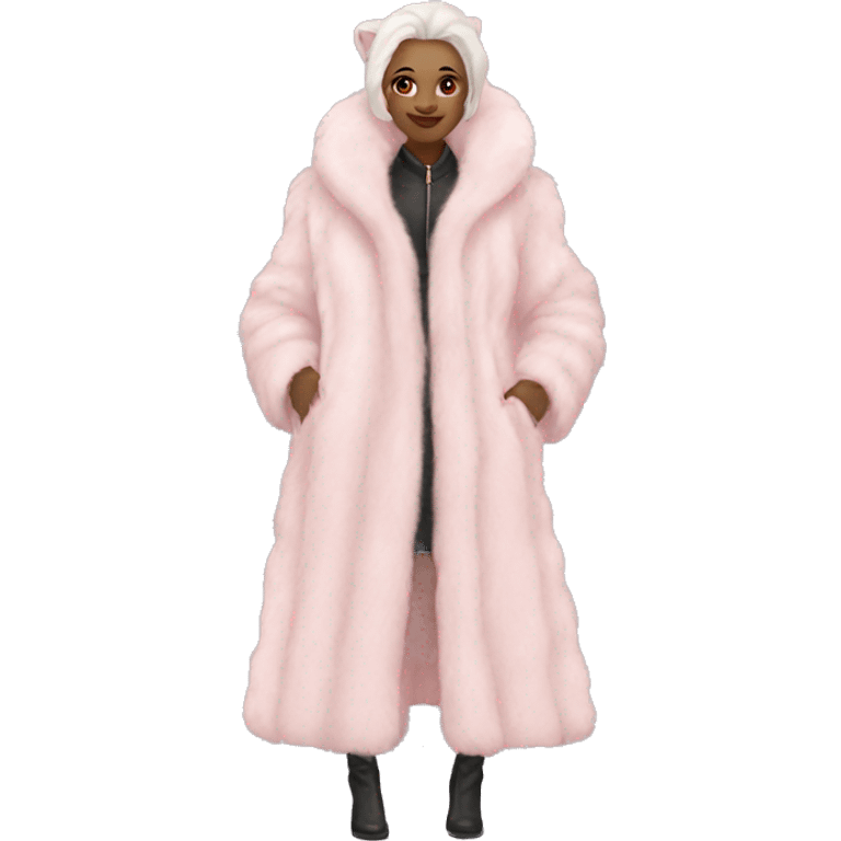 Pale pink full length fur coat emoji