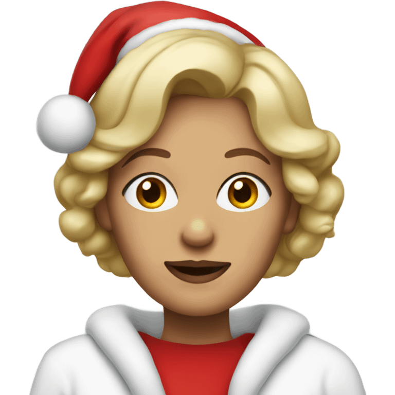 blonde middle aged woman with brown eyes dressed as santa claus emoji