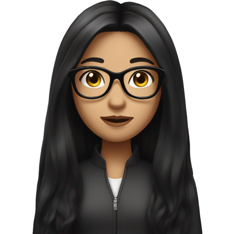 Girl with long black hair with glasses emoji